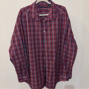 Perry Ellis Red and Blue Plaid Checkered Men's Shirt